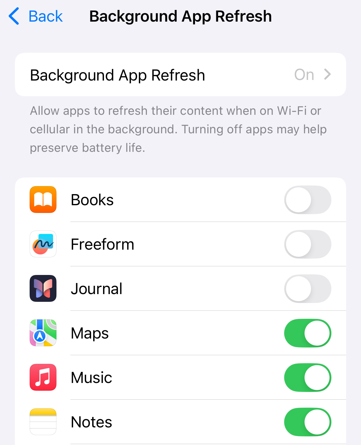 background app refresh
